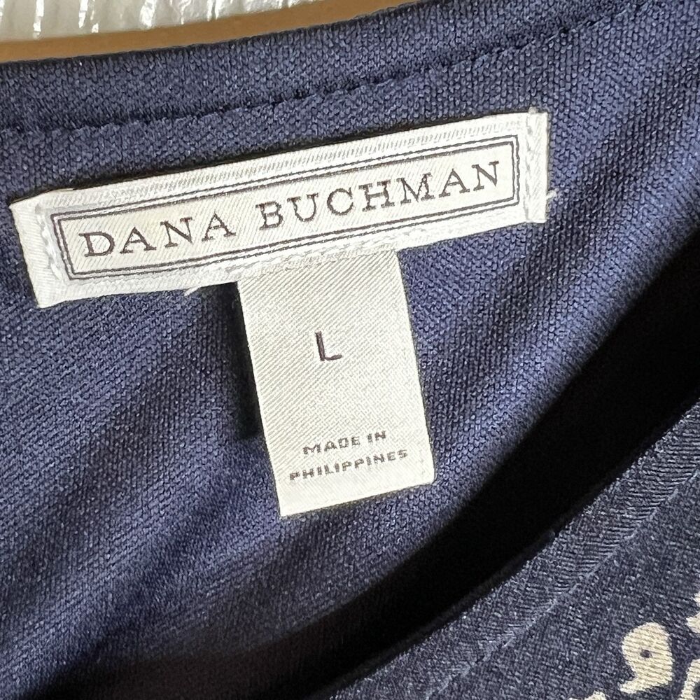 Dana Buchman Sleeveless Shift Dress Sz L Blue Multicolor Print Lined Lightweight - Picture 5 of 7